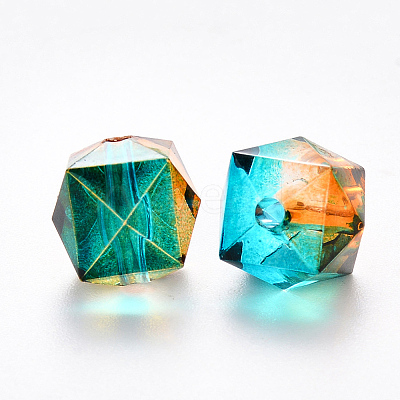 Two Tone Transparent Spray Painted Acrylic Beads ACRP-T005-26K-1