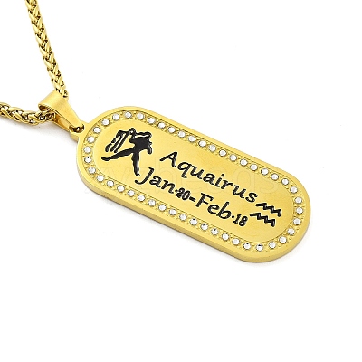 Constellation 304 Stainless Steel Micro Pave Clear Cubic Zirconia Wheat Chain Pendant Necklaces for Women Men LS-NJEW-U007-01C-1