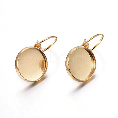 304 Stainless Steel Leverback Earring Settings STAS-F191-03G-12mm-1