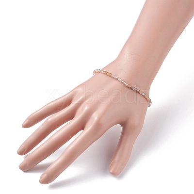 3mm Natural Moonstone Beads Stretch Bracelet for Girl Women BJEW-JB07284-02-1