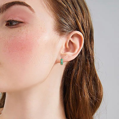 Enamel Striped Thick Hoop Earrings JE1110C-1