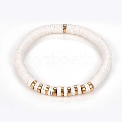 Handmade Polymer Clay Heishi Beads Stretch Bracelets BJEW-JB05303-01-1