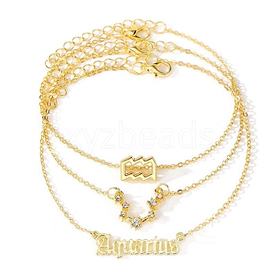 3Pcs Alloy Rhinestones Anklets AJEW-S083-01G-03-1
