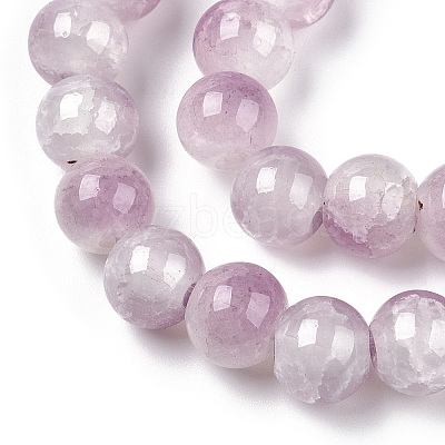 Crackle Baking Paint Imitation Jade Glass Beads Strands DGLA-T003-6mm-04-1