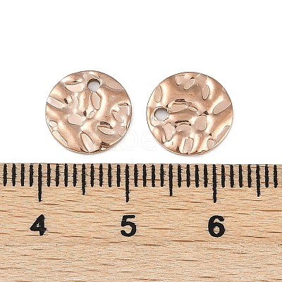 304 Stainless Steel Textured Disc Charms STAS-Q336-11B-RG-1