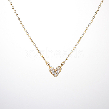 Golden Brass Heart Pendant Necklace for Women WZ0134-2-1-1