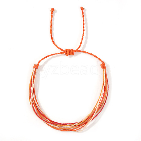 Adjustable Synthetic Fiber & Plush Cord Braided Bracelets AK4281-3-1