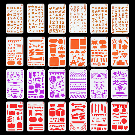 24Pcs Letter Number Dialog Box Plastic Drawing Painting Stencils DIY-WH0320-26-1