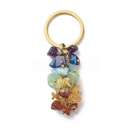 Chakra Theme Natural Gemstone Chip Bead Keychain KEYC-JKC00416-01-1