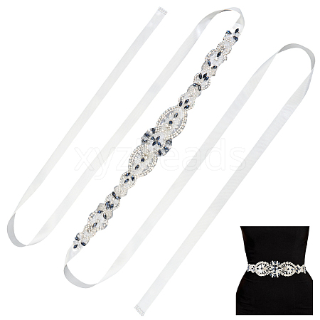 Flower Full Crystal & Montana Rhinestone Handmade Bridal Belts for Wedding Dresses AJEW-WH20006-233A-02-1