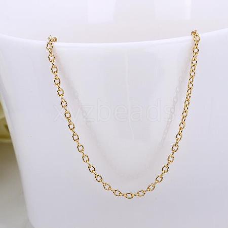 Gold Plated Brass Cable Chain Necklace Making NJEW-BB10199-18-1
