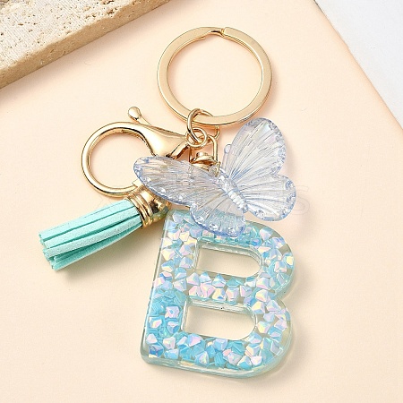 Resin & Acrylic & Faux Suede Tassel Keychain X1-KEYC-YW00117-02-1