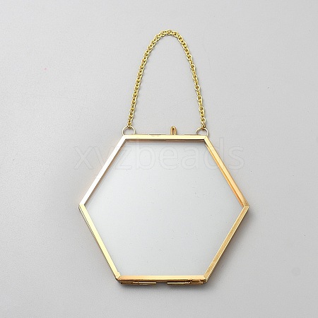 Iron Hexagon Hanging Photo Frames AJEW-WH0596-321-1