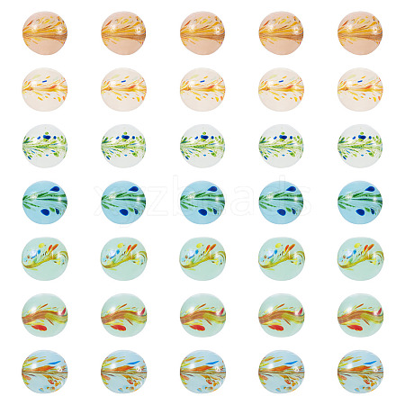 35Pcs 7 Colors Handmade Lampwork Round Beads LAMP-TA0001-58-1