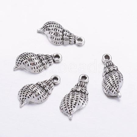 Tibetan Style Alloy Whelk/Conch Shell Pendants TIBEP-Q043-226-RS-1