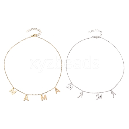 Mother's Day 304 Stainless Steel Letter MAMA Pendant Necklace NJEW-JN04702-1