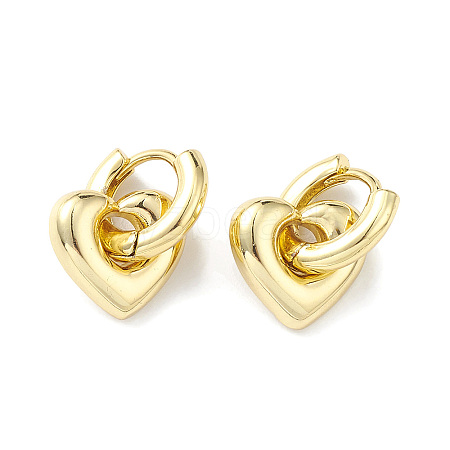 Rack Plating Brass Heart Dangle Hoop Earrings for Women X-EJEW-H135-07G-1