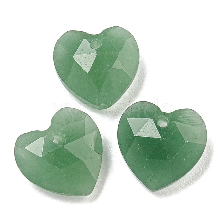 Natural Green Aventurine Faceted Heart Charms G-G123-01H-1