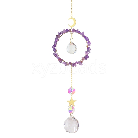 Crystal Glass with Natural Amethyst Sun Catcher Pendant PW-WG84674-01-1