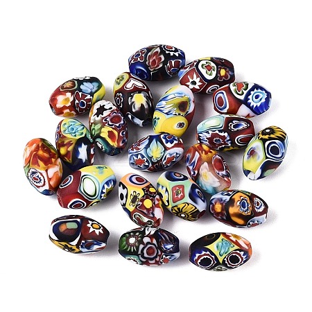 Handmade Millefiori Glass Oval Beads LA-N001-03B-1