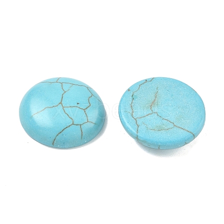 Craft Findings Dyed Synthetic Turquoise Flat Back Dome Cabochons X-TURQ-S266-20mm-01-1