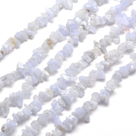 Natural Blue Lace Agate Chip Bead Strands X-G-M205-50-1