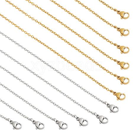 20Pcs 2 Colors 304 Stainless Steel Cable Chain Necklaces Set MAK-NB0001-23-1