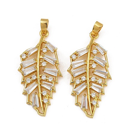 Rack Plating Brass Clear Cubic Zirconia Pendants KK-L236-04C-G-1