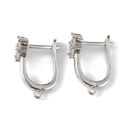 Brass Flower Hoop Earring Findings ZIRC-L097-054P-1