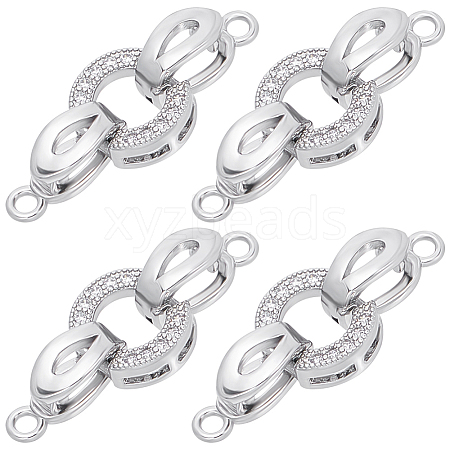 Beebeecraft 6Pcs Brass Micro Pave Clear Cubic Zirconia Fold Over Clasps KK-BBC0011-60-1