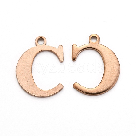 Ion Plating(IP) 304 Stainless Steel Alphabet Charms STAS-H122-C-RG-1