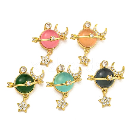 Brass Micro Pave Cubic Zirconia Pendants KK-U035-31G-1