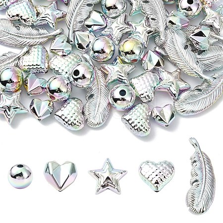 50Pcs 5 Styles UV Plating Opaque CCB Plastic Beads MACR-YW0004-72-1