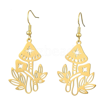 Hollow Mushroom 201 Stainless Steel Dangle Earrings EJEW-TA00389-01-1