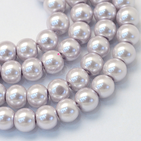 Baking Paint Pearlized Glass Pearl Round Bead Strands HY-Q330-8mm-25-1