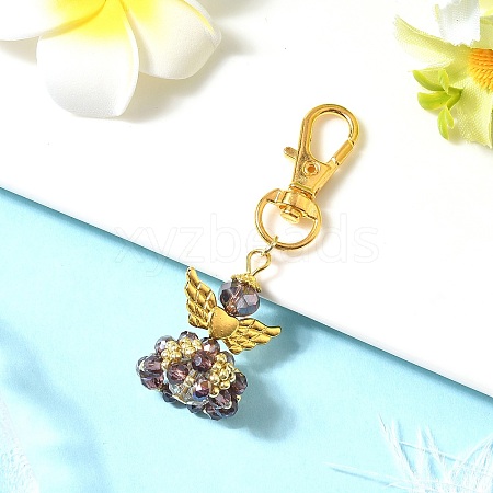 Angel Glass & Alloy Pendant Decorations HJEW-MZ00360-07-1