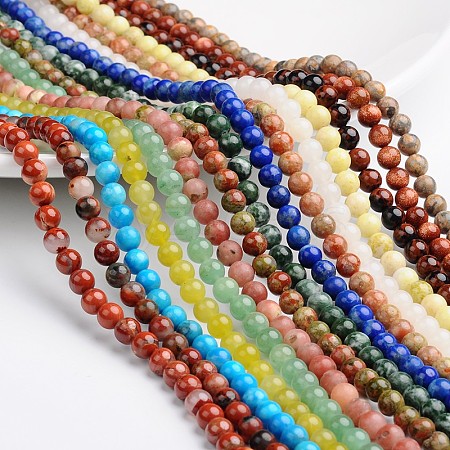 Round Natural & Synthetic Mixed Gemstone Bead Strands G-L420-03-8mm-1