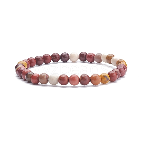 Natural Mookaite Round Beaded Stretch Bracelet BJEW-JB07904-01-1