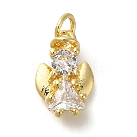 Rack Plating Brass with Cubic Zirconia Pendants KK-Z086-20G-1
