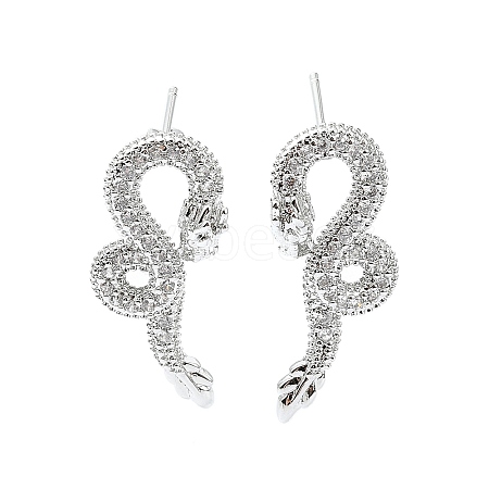 Rack Plating Brass Micro Pave Cubic Zirconia Stud Earring EJEW-C086-01P-1