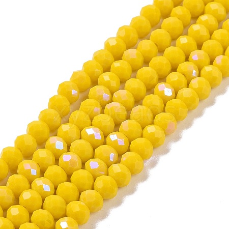 Electroplate Opaque Solid Color Glass Beads Strands EGLA-A034-P3mm-L02-1