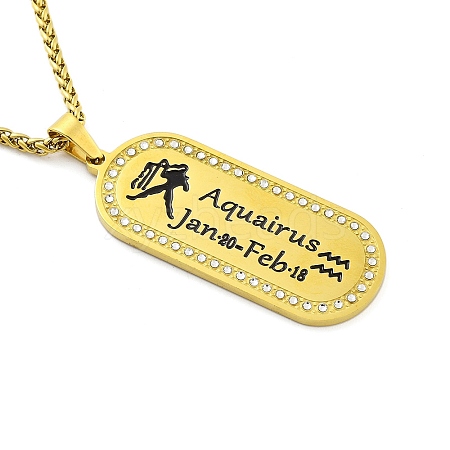Constellation 304 Stainless Steel Micro Pave Clear Cubic Zirconia Wheat Chain Pendant Necklaces for Women Men LS-NJEW-U007-01C-1