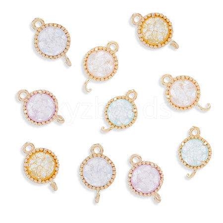 DICOSMETIC 10Pcs 5 Colors Brass Pave Cubic Zirconia Connector Charms KK-DC0002-65-1