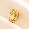 Stylish Stainless Steel Square Open Cuff Ring RM5456-2-1