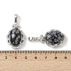 Natural Snowflake Obsidian Oval Pendants G-NH0025-15P-19-3