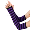 Stripe Acrylic Fibers Knitting Long Fingerless Gloves PW-WG9BE2E-06-1