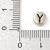 925 Sterling Silver Flat Round with Letter Beads STER-G044-01AS-Y-3