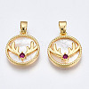 Brass Micro Pave Cubic Zirconia Charms KK-Q277-018-NF-2