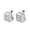 304 Stainless Steel Square Stud Earrings for Women EJEW-K281-25P-2