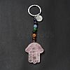 Natural Rose Quartz Chakra Keychain KEYC-F034-01G-2